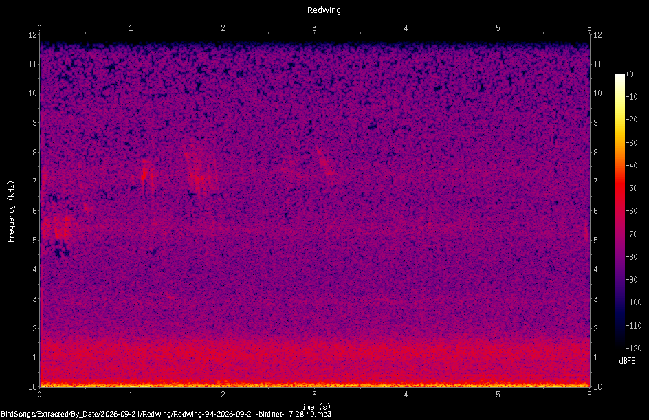 Spectrogram of a Redwing recorded at 17:28:40