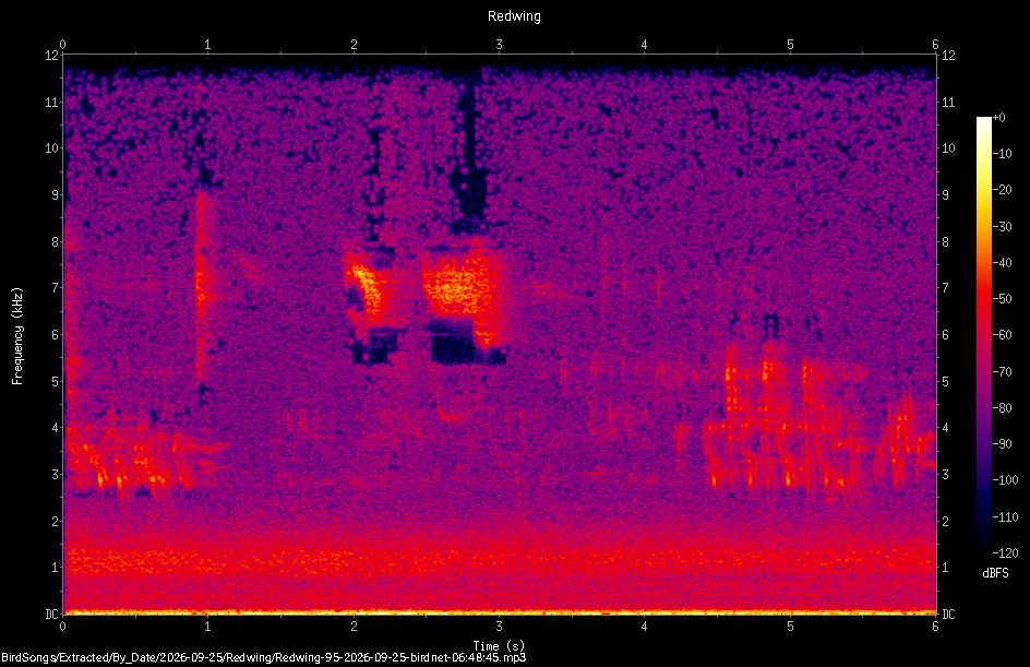 Spectrogram of a Redwing recorded at 06:48:45