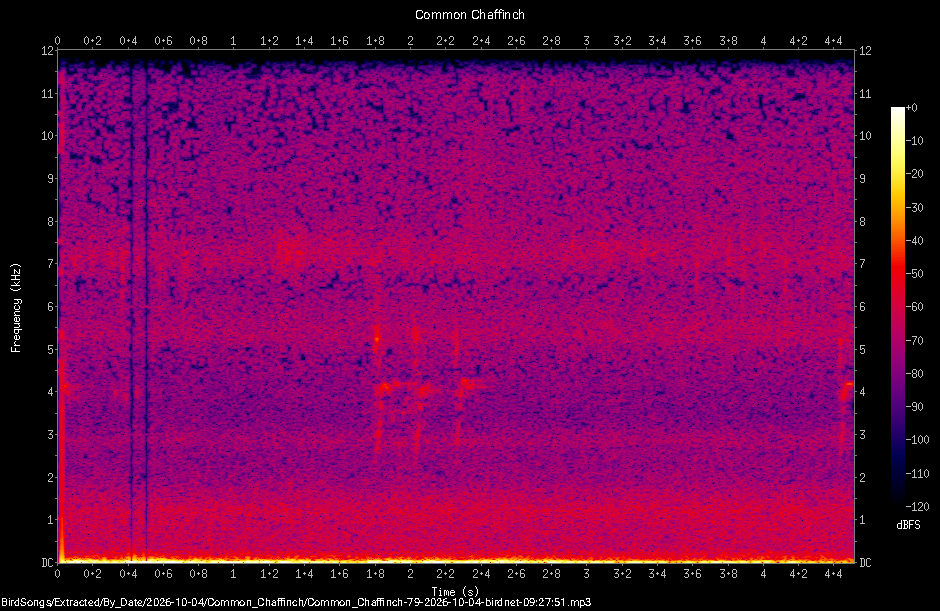Spectrogram of a Common Chaffinch recorded at 09:27:51