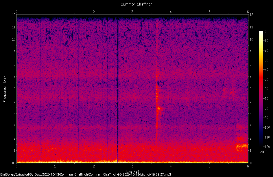 Spectrogram of a Common Chaffinch recorded at 10:59:27