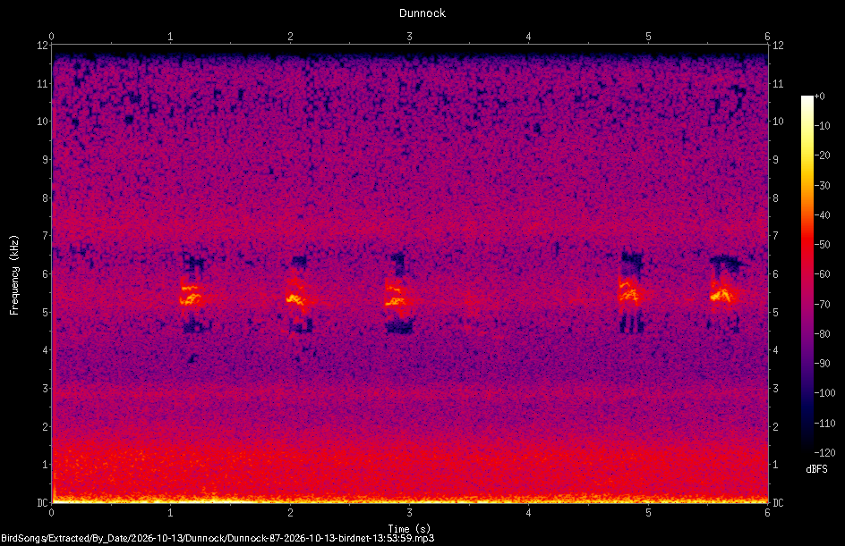 Spectrogram of a Dunnock recorded at 13:53:59