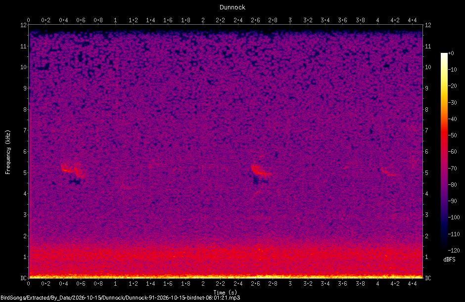Spectrogram of a Dunnock recorded at 08:01:21