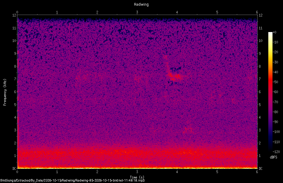Spectrogram of a Redwing recorded at 11:48:18