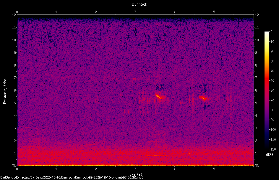 Spectrogram of a Dunnock recorded at 07:50:30