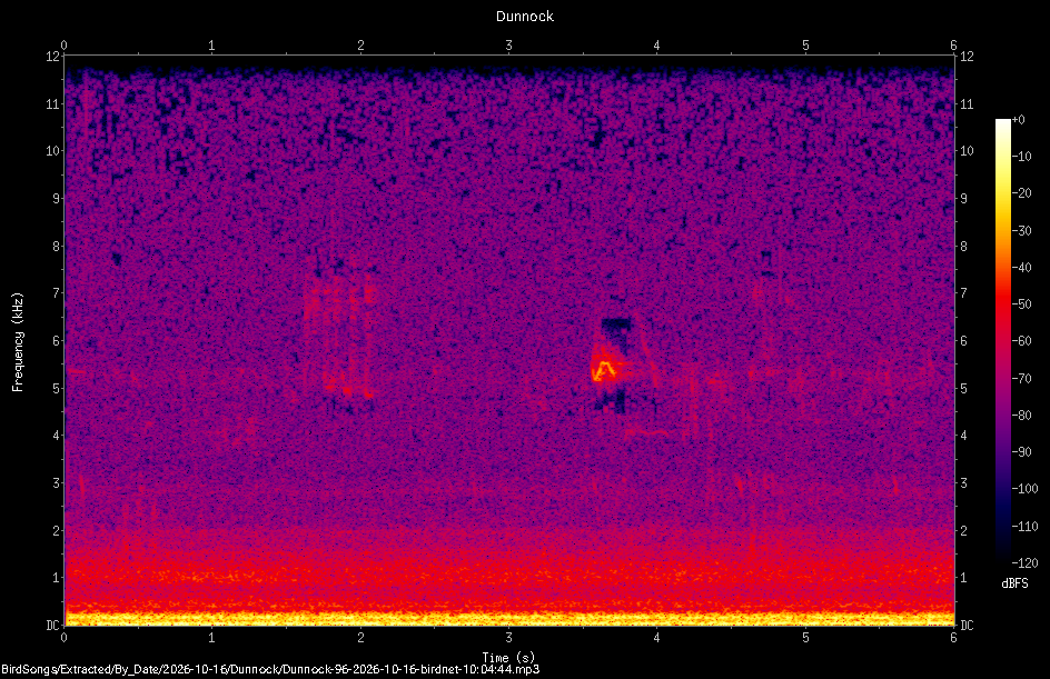Spectrogram of a Dunnock recorded at 10:04:44